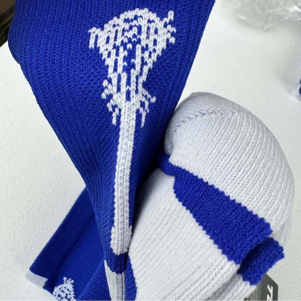 TCK Performance Lacrosse Crew Socks Blue and White Unisex Size‎ Large 1 Pair NWT